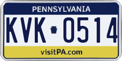 PA license plate KVK0514