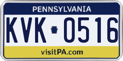PA license plate KVK0516