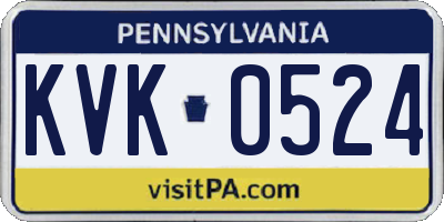 PA license plate KVK0524