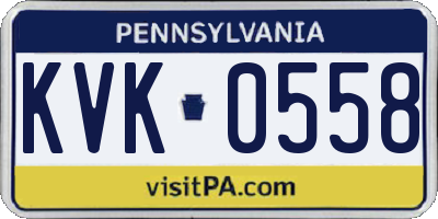 PA license plate KVK0558