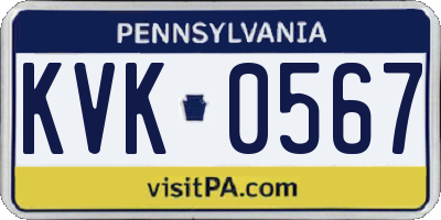 PA license plate KVK0567