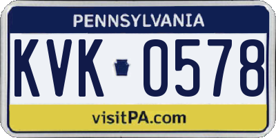 PA license plate KVK0578