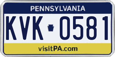 PA license plate KVK0581