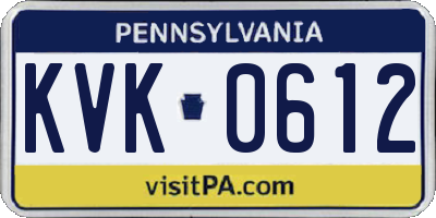 PA license plate KVK0612