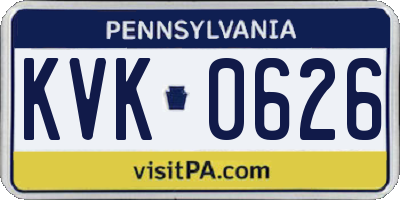 PA license plate KVK0626