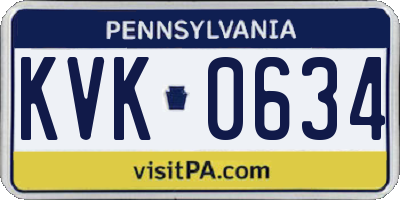 PA license plate KVK0634