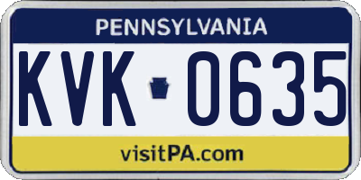 PA license plate KVK0635