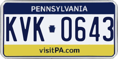 PA license plate KVK0643