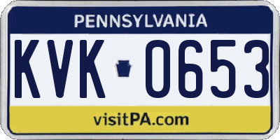 PA license plate KVK0653