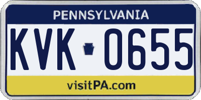 PA license plate KVK0655