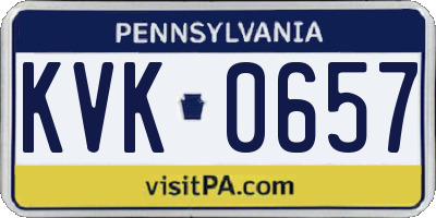 PA license plate KVK0657