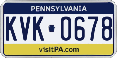 PA license plate KVK0678