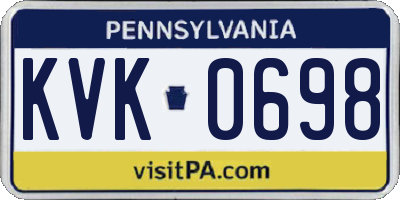 PA license plate KVK0698