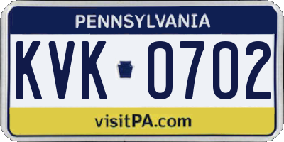 PA license plate KVK0702