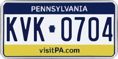 PA license plate KVK0704