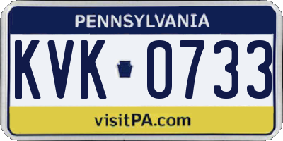 PA license plate KVK0733