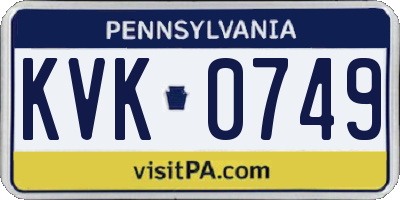 PA license plate KVK0749