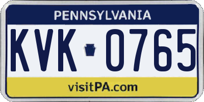 PA license plate KVK0765