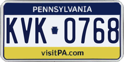 PA license plate KVK0768