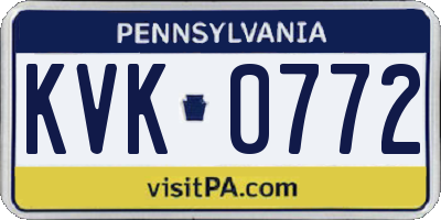 PA license plate KVK0772