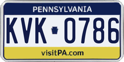 PA license plate KVK0786