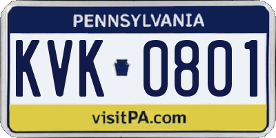 PA license plate KVK0801