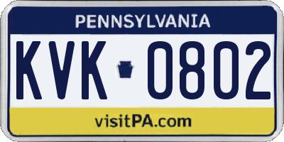 PA license plate KVK0802