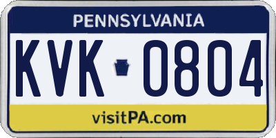 PA license plate KVK0804