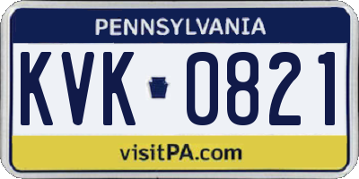 PA license plate KVK0821