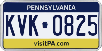 PA license plate KVK0825