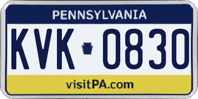 PA license plate KVK0830