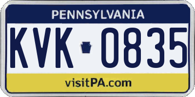 PA license plate KVK0835