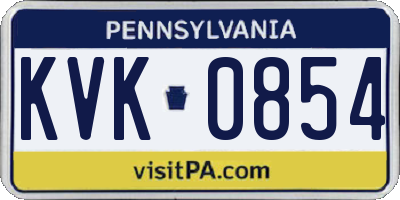 PA license plate KVK0854