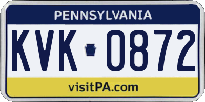 PA license plate KVK0872