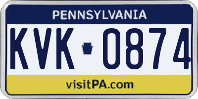 PA license plate KVK0874