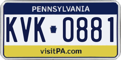 PA license plate KVK0881