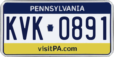 PA license plate KVK0891