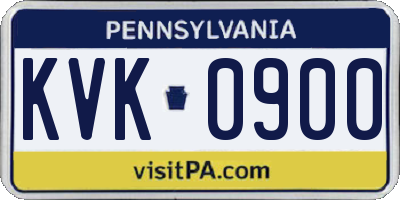 PA license plate KVK0900