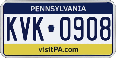 PA license plate KVK0908