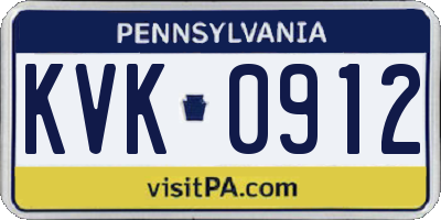 PA license plate KVK0912