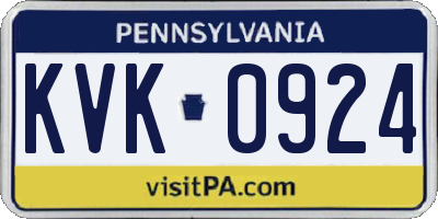 PA license plate KVK0924