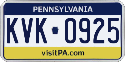 PA license plate KVK0925