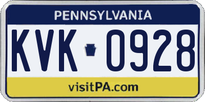 PA license plate KVK0928