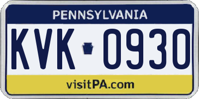 PA license plate KVK0930