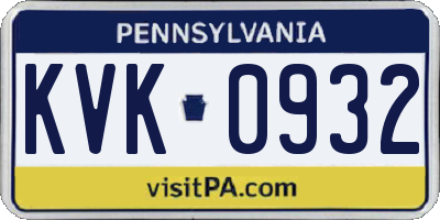 PA license plate KVK0932