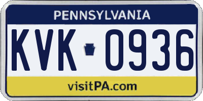 PA license plate KVK0936