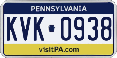 PA license plate KVK0938