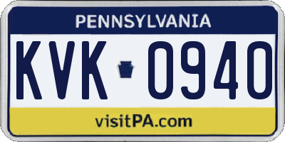 PA license plate KVK0940