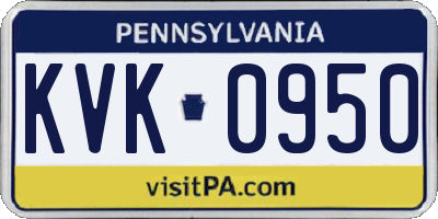 PA license plate KVK0950