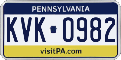 PA license plate KVK0982